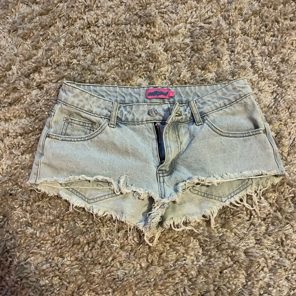 Edikted low rise denim micro shorts